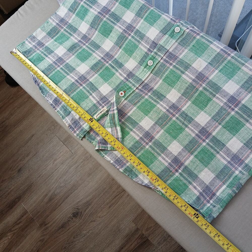 Weatherproof Vintage Washable Linen Shirt Mens XL green blue plaid short sleeve - Picture 12 of 14